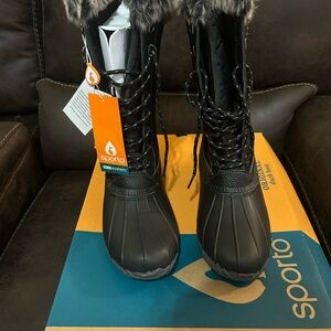 Sporto Women's Black Fur-Lined Winter Boots